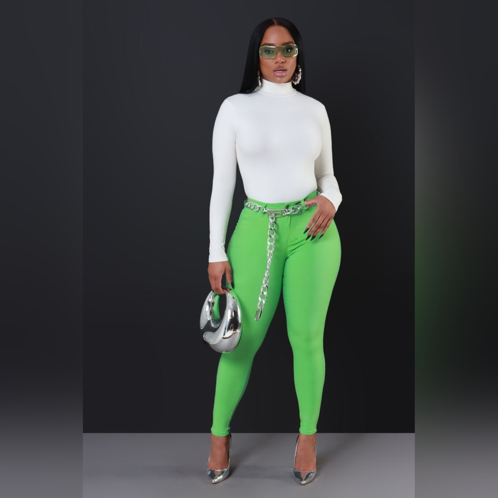 Swankaposh 3X (22) Superga High waist stretch Jeans~Neon Green